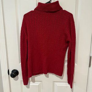 Red Cotton Land's End Cable Knit Turtleneck Sweater‎ - Size Small